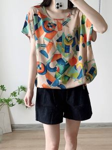 Slim Fit Batwing Blouse Women Short Sleeve Summer Artificial Silk T-Shirt