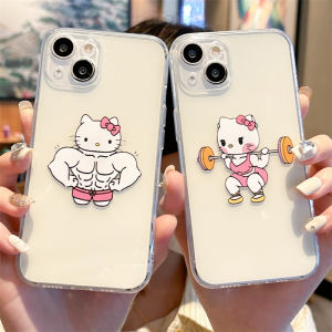 Kitty Cat Fitness Fun Personality Phone Case for iPhone 16 15Pro Max Apple 14Plus Prank 13 New Model 12Mini Womens Model 11 Fun 17 Cartoon XR