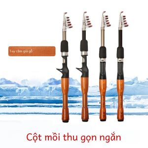 Cần Câu Cá Bằng Sợi Carbon Loại Thu Gọn 6 Khúc Dùng Cho Biển Sông Hồ Tay Cầm Bằng Gỗ Dụng Cụ Câu Cá Ngoài Trời Phụ Kiện.