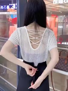 Bộ Quần Áo Knit Tùng Xòe Dễ Thương Tay Ngắn Thêu Rỗng Phù Hợp Người Bé Nhỏ