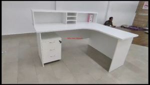 L Shape Reception Counter Table with drawer 3D / Cashier Counter Table / Office Table / Meja Kaunter / Meja Pejabat