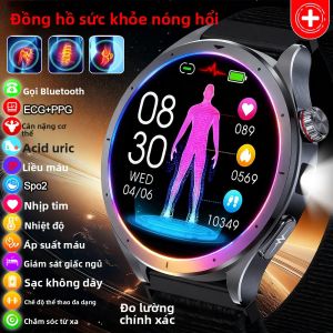Đồng Hồ Thông Minh ECG+PPG 2025 Mới Chẩn Đoán Sức Khỏe Mặt Kính Sapphire Dành Cho Nam Nữ Theo Dõi Nhịp Tim Axit Uric Lipid Huyết Áp Thể Thao.