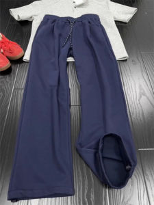 Quần Nỉ Nam Cleanfit Màu Xanh Lam American Retro Dáng Rộng Cạp Vừa Dài Mùa Hè Quần Thể Thao Ống Đứng Ống Rộng