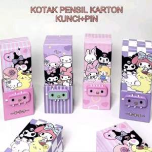 Kotak Pensil Password Kardus 3 Susun Cermin Sanrio Kuromi Melody D-190
