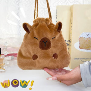 Portable Drawstring Storage Bag Gifts Cute Cartoon Capybara Kawaii Cosmetic Pouch Large Capacity Capybara Plush Storage Bags