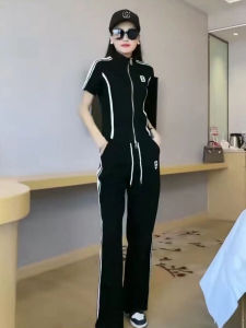 Bộ Đồ Thể Thao Thường Ngày Tay Ngắn Thời Trang Mùa Hè 2025 Cho Nữ Bộ Quần Áo Hai Mảnh Bắp Chày Thẳng Cotton 81%-90%