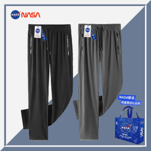 NASA Collaborative Ice Silk Straight Leg Sports Leisure Pants Mens Cuffed Quick Dry Thin Summer Casual Trousers