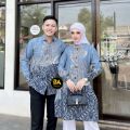 Couple Tunik Anggrek Blue Katun Seragam Batik Tunik Wanita Kerja Kantoran Jumbo Lengan Panjang. 