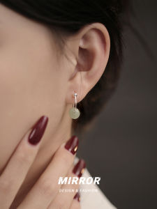 Xiaoxianren 925 Sterling Silver Hetian Jade Ear Ring Female Stud Earrings Earrings Earrings Refined Personalized National Style New Arrival Trendy Best Selling