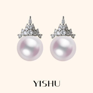 YISHU | Snow Queen Design Akoya Pearl S925 Silver Stud Earrings