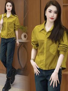 Polo Collar Casual Loose Slimming Shirt for Women