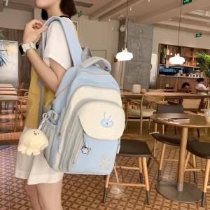 Túi Đeo Vai Đôi Phong Cách Harajuku Đơn Giản Bằng Vải Nylon Màu Trơn Cho Học Sinh Trung Học Cơ Sở Túi Đựng Sách Túi Đeo Vai Mềm