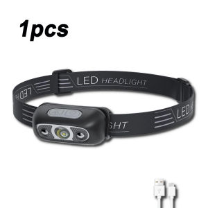 Strong Light Headlamp Portable LED Sensor Headlamp USB Rechargeable Head Flashlight Outdoor Camping Fishing Emergency Lantern