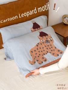 ผ้าห่มหมอนคอตตอนแท้สำหรับผู้ชายและผู้หญิง ผ้าห่มหมอนกันมัน กันลื่น ผ้าห่มหมอนลายการ์ตูนสำหรับใช้ในบ้าน ผ้าห่มหมอนคอตตอนแท้ 4 ชั้น