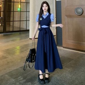 RELNLEX | Đầm Áo Sơ Mi Giảm Cân Kiểu Hàn Quốc Kích Thước Lớn