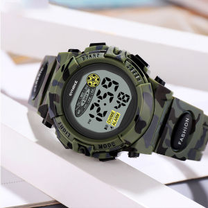 แฟชั่นสุดเท่ใหม่นาฬิกาเด็กลายพรางส่วนบุคคลนาฬิกากีฬาสีสันสดใสเรืองแสงเด็กนักเรียน Jam Tangan Elektronik CE154ของขวัญเด็ก