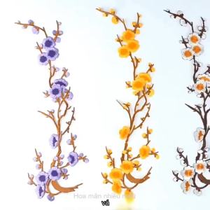 1Pc Iron On Patch Craft Sewing Repair Embroidered Plum Blossom Flower Applique Clothing Embroidery Patch Fabric Sticker