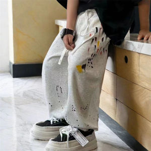 กางเกงขายาวทรงหลวมสำหรับเด็กชาย ทรงลำลอง ฤดูใบไม้ร่วง/ฤดูหนาว กางเกงขายาวลายการ์ตูน กางเกงขายาวลำลองสำหรับเด็กชาย