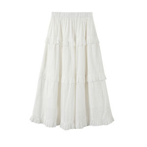 WESTAYONE | Black Plaid Lace-up Shirt White Lace Flounce Dress Set