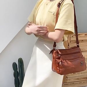 Women's Cross Bag Handbag Soft Leather Waterproof Multi Pocket Shoulder Bag