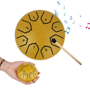 4 Inch 8 Notes Steel Tongue Drum Rain Drum Percussion Musical Instrument Gift for Family And Friends