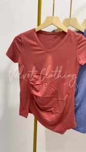 Atasan Kerut Samping Polos Wanita & Atasan Kaos Wanita Korean