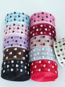 10yards/lot 25mm Polyester Heart Print Organza Ribbon Sheer Gauze Ribbons for DIY Bow Hair Accessories Gift Wrapping Supplies