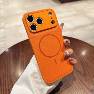 Luxury Leather For Magsafe Magnetic Case For iPhone 17 Air 16 15 14 13 12 11 Pro Max Plus Wireless Charging Lens Protector Cover