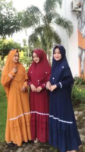 gamis syari ceruty babydoll set khimar murah