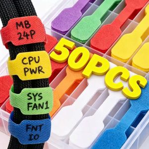 Colorful Cable Label for Data Cable Management Reusable Nylon Desktop Rainbow Color Wire Cord Tag Sticker Home Storage Tool Organizer