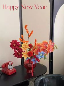 High Quality Artificial Flower Bouquet Festive Atmosphere New Year Floral Artistry Bouquet Vase Decoration Mixed Style Home Decor