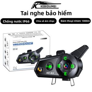 Tai Nghe Bluetooth KEBIDUMEI D2-6X Chống Nước IP66 Liên Lạc Nội Bộ Xe Máy 1000m Loa Không Dây Phụ Kiện Xe Máy
