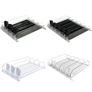 【Vodool】Drink Organizer Dispenser Adjustable Width Canned Beverage Push Rack E-shaped Glide Can Shelf Pusher for Kitchen Fridge
