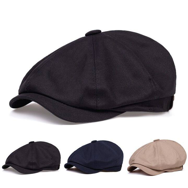 Mens Retro Newsboy Caps Stitching Berets Cap Autumn Winter Vintage ...