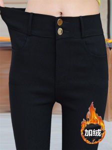Womens High Waist Thickened Fleece Lined Tight Pants Autumn Winter Fashion Stylish Base Layer Trousers Slim Fit Long Pants