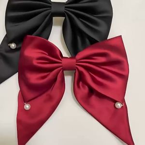 Korean Bow Hairclip Silky Elegant Women Ribbon Hairpin Bridal Headdress Fashion Hair Accessories