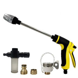 ปืนฉีดน้ําล้างรถแบบเสายาวแรงดันสูง เครื่องมือล้างรถในครัวเรือน เสาต่อโลหะ เคลือบยาง เครื่องมือทําสวน
