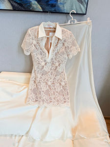 Lace Embroidery Elegant Stylish Slim Fit Womens Dress