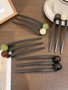 Retro Pearl Hairpin Womens Hair Clip Ball Headpin Fixed Hair Accessories U-Shaped Triple Tooth Hairpin Stylish Hair Decor