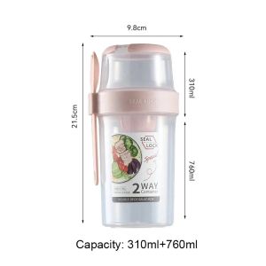 Breakfast On The Go Cups Salad Cup To Go Yogurt Overnight Oats Snack Parfait Containers Dressing Holder Picnic Bento Box