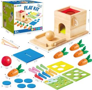 Montessori Toys for children 1-2 years old5 in 1 wooden toy box including permanent object Box Carrot Harvest Shape sorter - educational Toys for babies 6-12-18 months