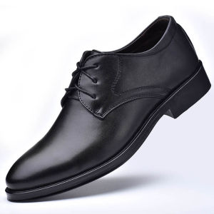 Mens Business Casual Leather Shoes Fashionable Oxford Shoes Sharp Pointed Toe Wear-resistant Rubber Bottom PU Material