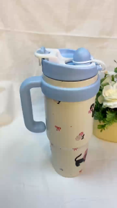 1000ML Insulated Cup Large-Capacity Straw Cup 316 Stainless Steel Water Cup High Appearance Level Double-Drinking Ice Cup 冰霸杯