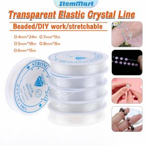 ItemMart Beading Cord Plastic/Resin/Nylon Elastic Transparent DIY Transparent/Black/White 0.4-0.8mm 8m-40m