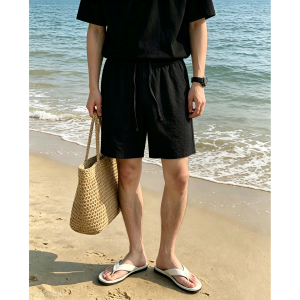 OUMULONG | Vintage Style Khaki Linen Shorts
