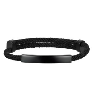 Vnox Custom ID Tag Bracelets for Men Boys Personlized Casual Black Milan Rope Chain Wristband Gifts Jewelry