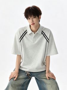 OULUDE | American Striped Patchwork Leisure Polo Shirt