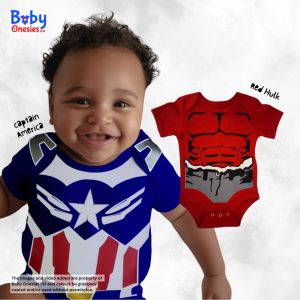 Newborn Superhero Bodysuit 0–12M | Monthly Outfit for Baby Boys – Red Hulk & Captain Falcon Costume | Baby Onesies PH