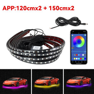 Universal Car Chassis Flexible LED Strip Light Remote /APP Control RGB Neon Light Ambient Atmosphere Lamp Auto Accessories Kit