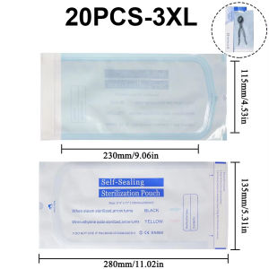 20/100pcs Self-sealing Sterilization Pouches 7 Sizes Disposable Dental Tattoo Nail Art Disinfection Storage Bag Tattoo Supplies